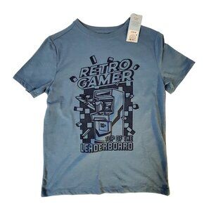 Retro Gamer Kids T-Shirt L 10/12 Cat & Jack Blue Cotton/Polyester Crew neck